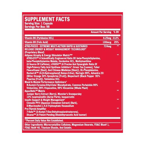 Atro-Phex ingredient label