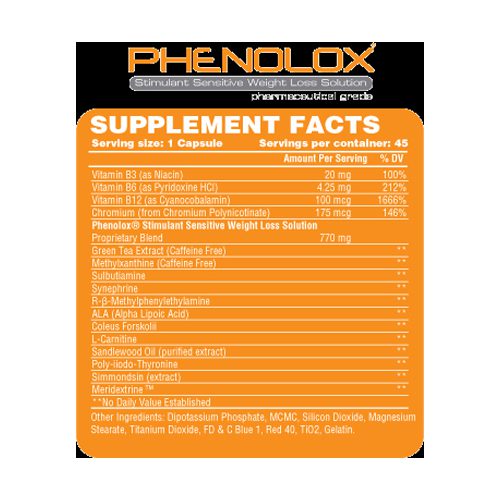 Phenolox ingredient label