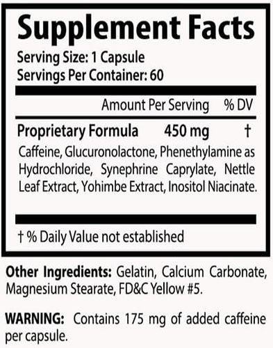 Shred-X Ingredients Label