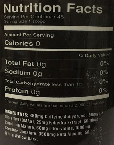 Freak Juice Ingredients Label