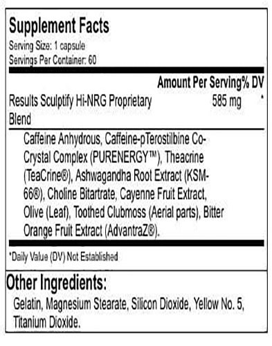 Sculptify Ingredients Label