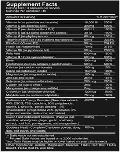 M-Factor Goddess Ingredients Label