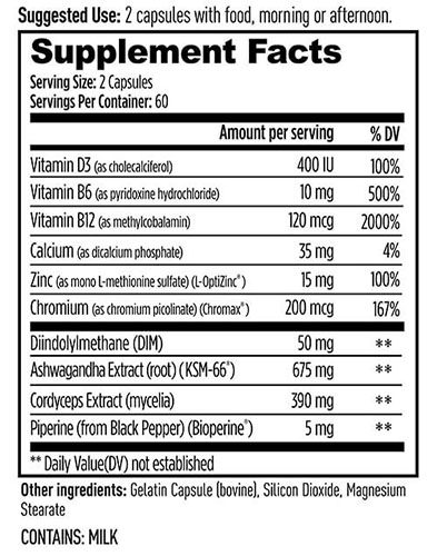 Weider Prime Ingredients Label