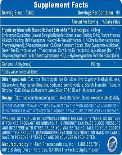 Lipodrene Elite Ingredients Label