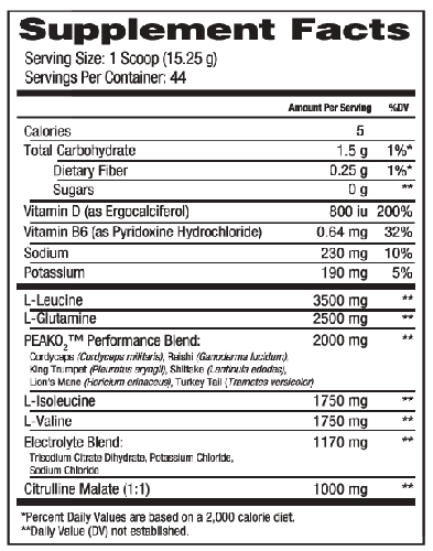 Xtend Perform Ingredients Label