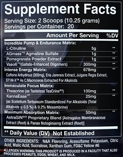 Re1gn Ingredients Label