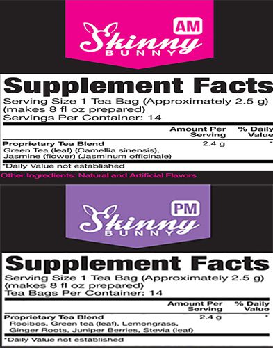 Skinny Bunny Tea Ingredients Label