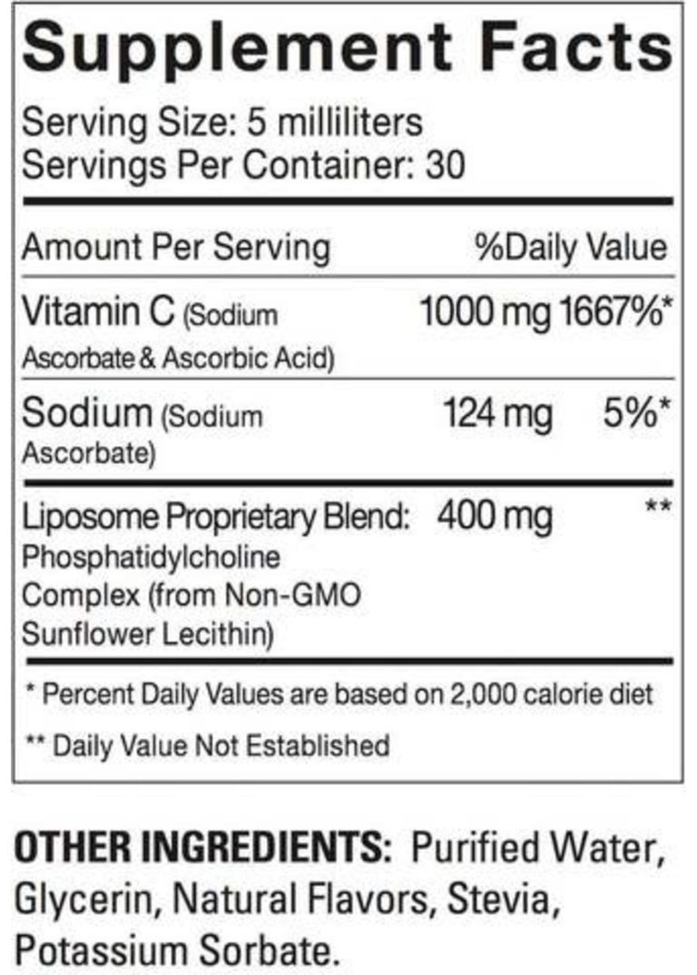 Liposomal Vitamin C label