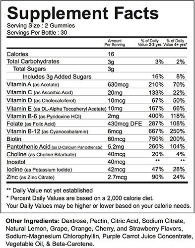 M-Factor Kiddos Ingredient Label