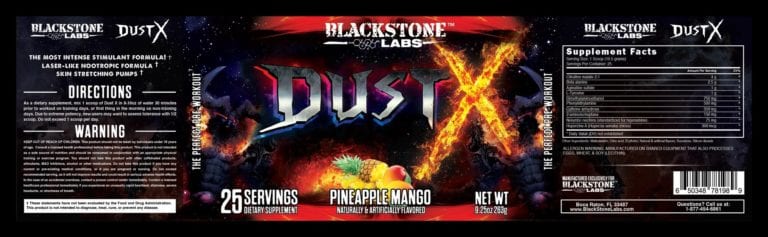 Dust X Ingredients Label