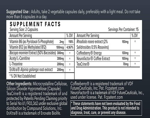 Tempo F Coffee Ingredients Label
