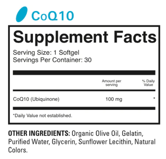 Micro Factor CoQ10 Supplemental Facts