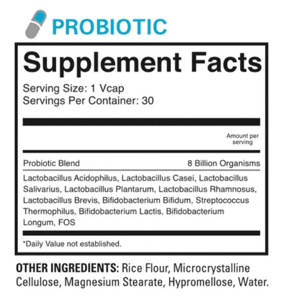 Micro Factor Probiotic Supplemental Facts