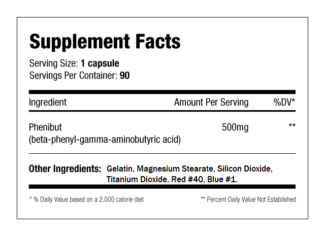 SNS Phenibut Supplement Facts